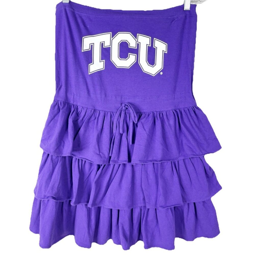 Game Day TCU Large Purple Tiered  Sleeveless Dress Ketch The Spirit Cotton  NWT